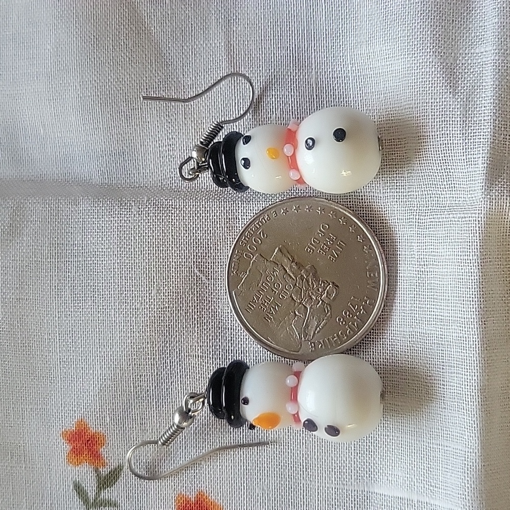 Holidays snowman earrings, set of 3 - Picture 3 of 13